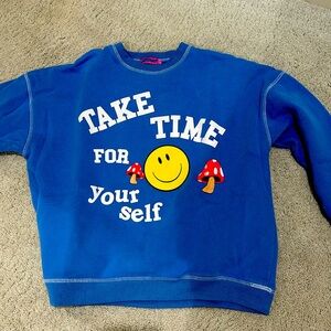 Blue “Take Time For Yourself” Pull-Over Hoodie